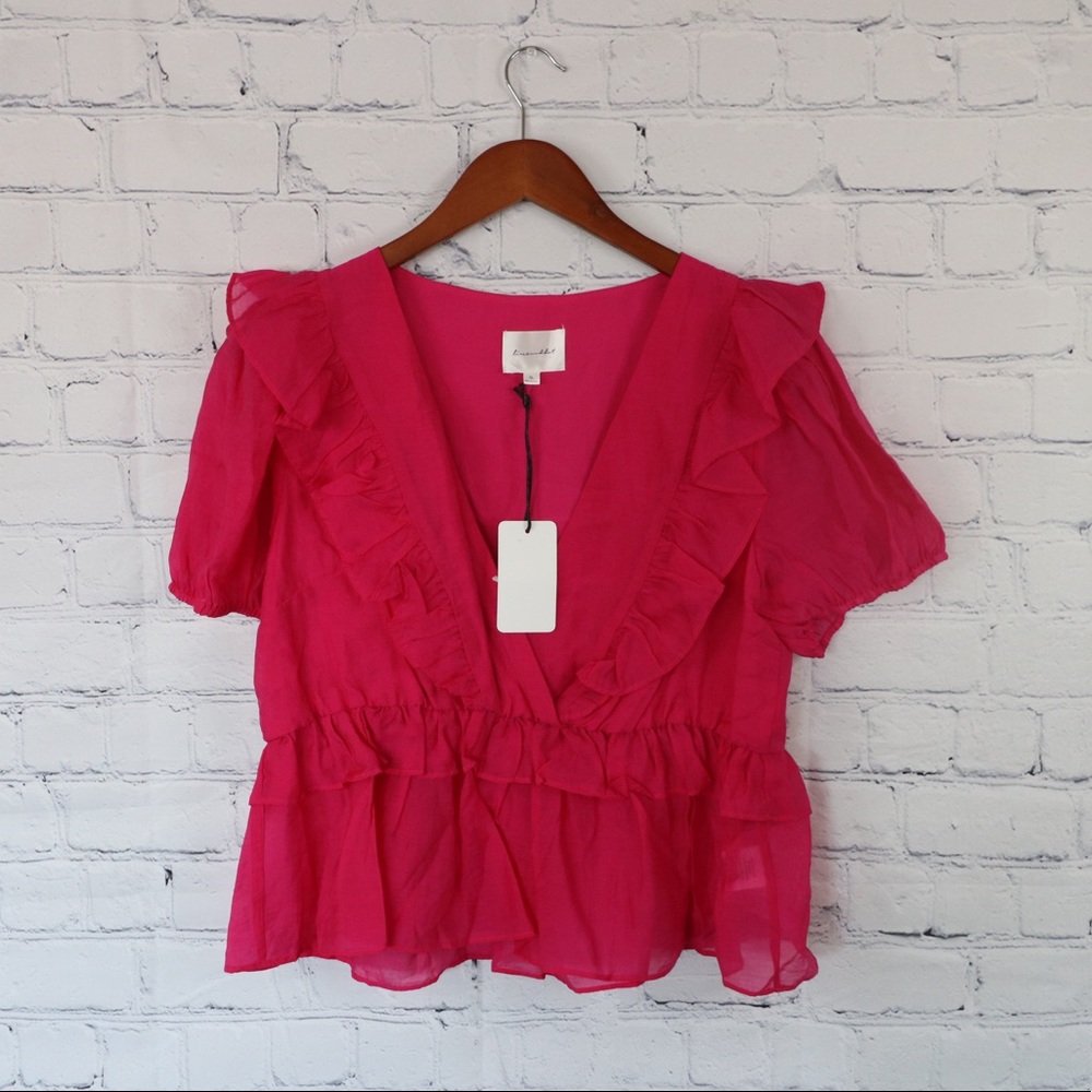 Line & Dot Peplum Blouse - Size XL (NWT)